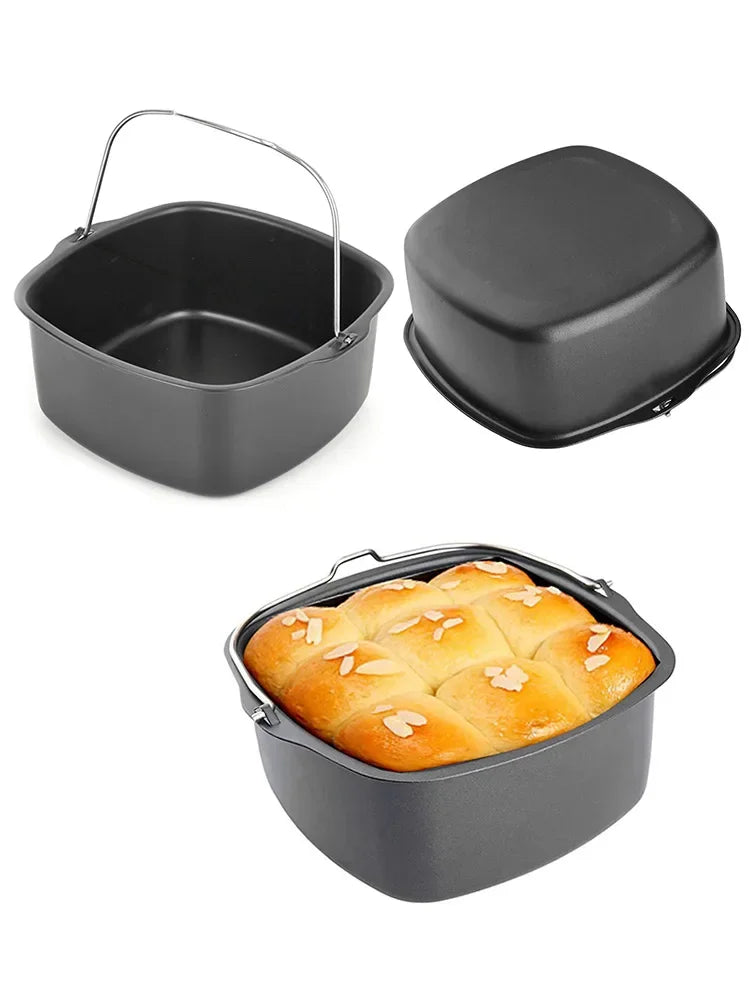 Non-stick Cake Baking Tray Basket Airfryer for Baking Dish Pan Air Fryer Accessories Baking Basket Pizza Plate Dish Pot Bakeware