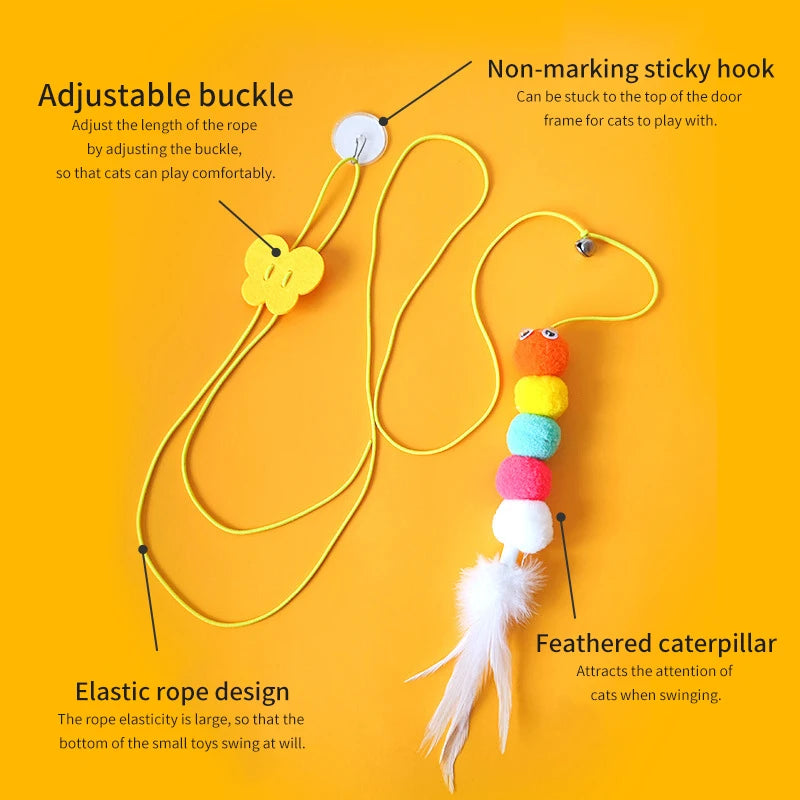 Cat Toys Swing Sticky Disc Elastic Hanging Door Teasing Cat Rope Long Rope Teasing Cat Cat Toy Cat Accessories Pet Kitten Toy