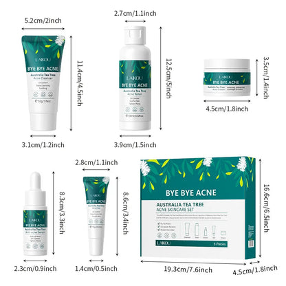 Tea Tree Skin Care Kit Face Cream Cleanser Oil Control Toner Remove Blackhead Smoothing gel Tea Tree Essences Skincare Set