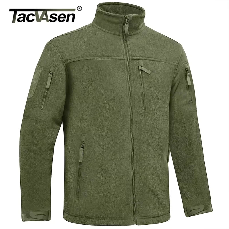 TACVASEN Winter Fleece Jacket Mens Zipper Pockets Work Jacket Thermal Warm Full Zip Fishing Hiking Coats Outwear Man Windbreaker