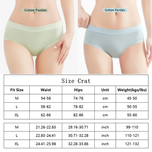 FINETOO 5PCS 100% Cotton Panties for Women Sexy Low Rise Briefs Female Breathable Underwear Solid Color Panties Lingerie M-XL