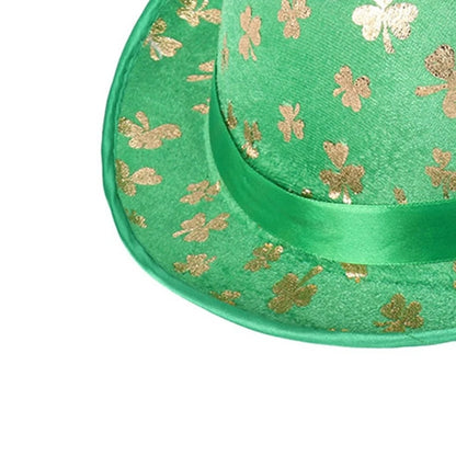 Patrick Day Green Fedora Hat Glittering Shamrock Hat Irish National Day Celebration Party Hat Props Carnival Accessory