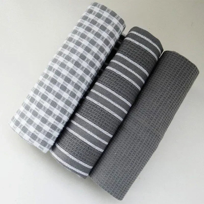 3pcs 100% Natural Cotton Kitchen Towels Classic Tea Towels Dish Cloth Absorbent Lint-Free Machine Tableware Household Towel