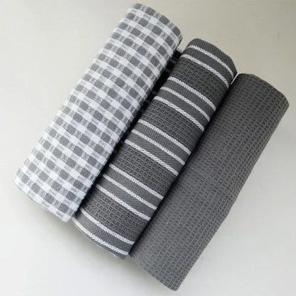 3pcs 100% Natural Cotton Kitchen Towels Classic Tea Towels Dish Cloth Absorbent Lint-Free Machine Tableware Household Towel