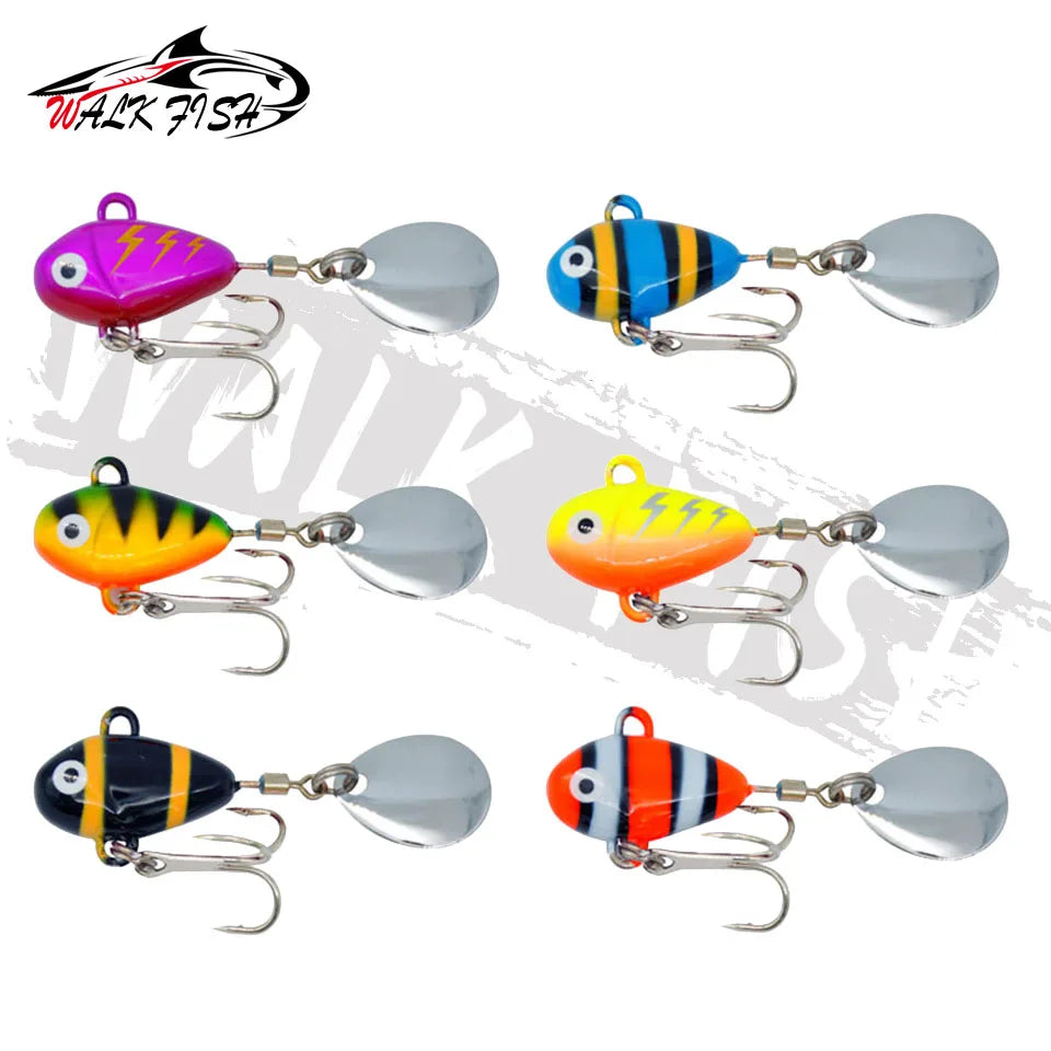 WALK FISH 1PCS New Metal Mini VIB With Spoon Fishing Lure 10g 2.1cm Fishing Tackle Pin Crankbait Vibration Spinner Sinking Bait