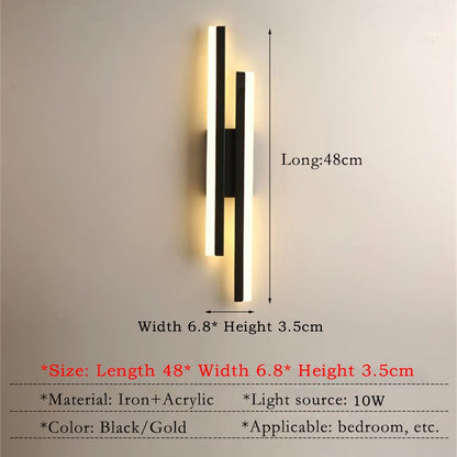 Modern Led Wall Lamp Black/Gold Acrylic Room Decor Light For Living Room Bedroom Interior Decor Lighting Fixture Wall Sconce