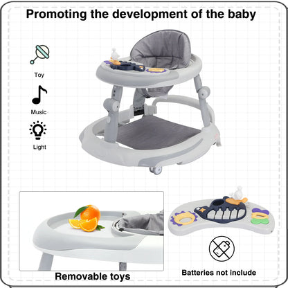 UBRAVOO Foldable Baby Walker with O-shaped legs & multi-function Rollover prevention, 6-18 Months, Adjustable Height, Music Toy