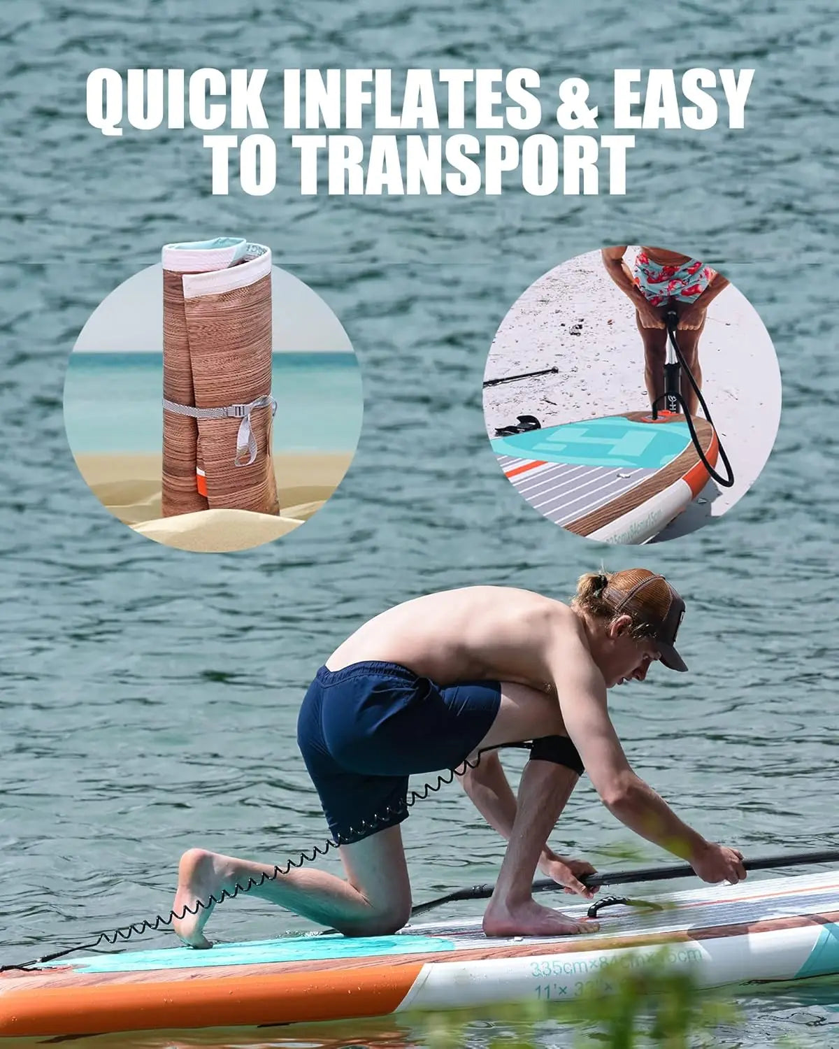 Inflatable Stand Up Paddle Board 11'x33''x6''W Premium SUP Accessories, Backpack, Wide Stance, Surf Control, Non-Slip Dec