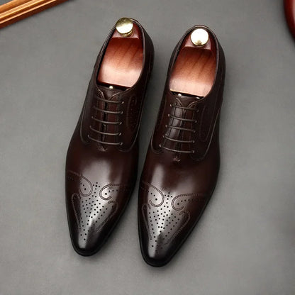 Handmade Mens Dress Shoes Luxury Genuine Leather Fashion New Style British Trend Brogues Wedding Business Shoes for Male