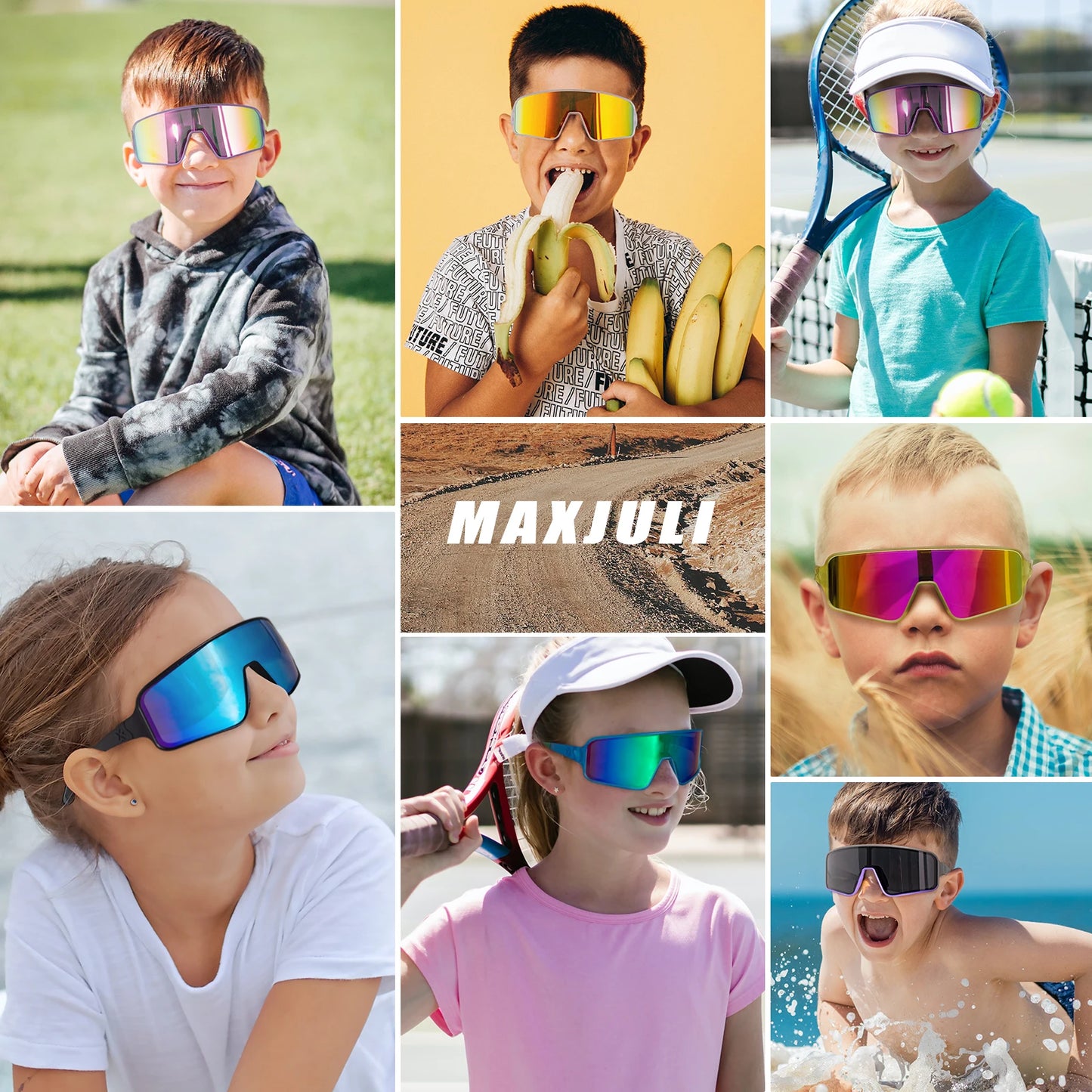 MAXJULI Kids Polarized Sunglasses for Boys and Girls,Windproof Outdoor Baseball Sports UV400 Protection Sun Glasses 7705