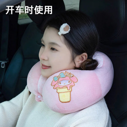 Lovely Kuromi My Melody U-shaped Neck Pillow Kawaii Japanese Style Cinnamoroll Travel Nap Pillow Skin Friendly Thickened Girl