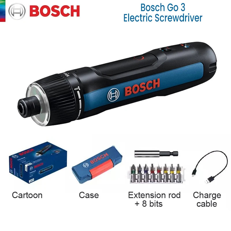 Bosch GO 3 Electric Screwdriver 3.6V 5Nm Cordless Mini Hand Drill Rechargeable Screw Driver Home Use Multi-Function Power Tools