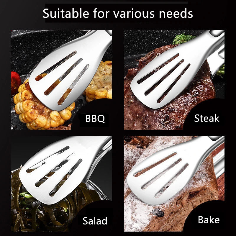 Stainless Steel Food Tongs Barbecue Tongs Meat Salad Steak Food Serving Clip Tweezers Long BBQ Cooking Tongs Kitchen Utensils