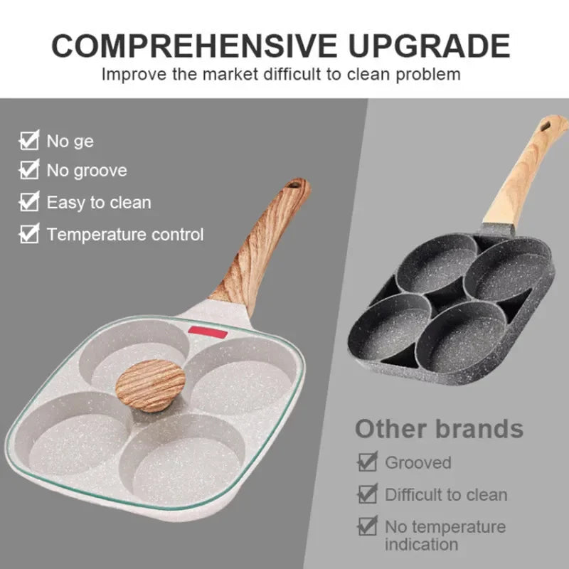 4hole Omelet Pan Frying Pot with Lid Thickened Steak Cooking Pan Bread Breakfast Maker Induction universal Nonstick Egg Pancake