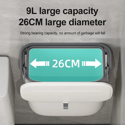 New 7/9L Bathroom Trash Can Wall Mounted Hanging Trash Bin With Lid Waterproof Narrow Seam Rubbish Bin Toilet Waste Garbage Bin