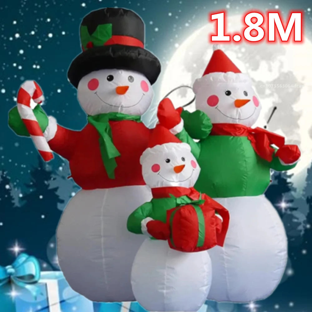 6FT/1.8M Christmas Decoration Inflatable Snowman Family with LED Lights for Xmas Party Indoor Outdoor Courtyard Props Ornament