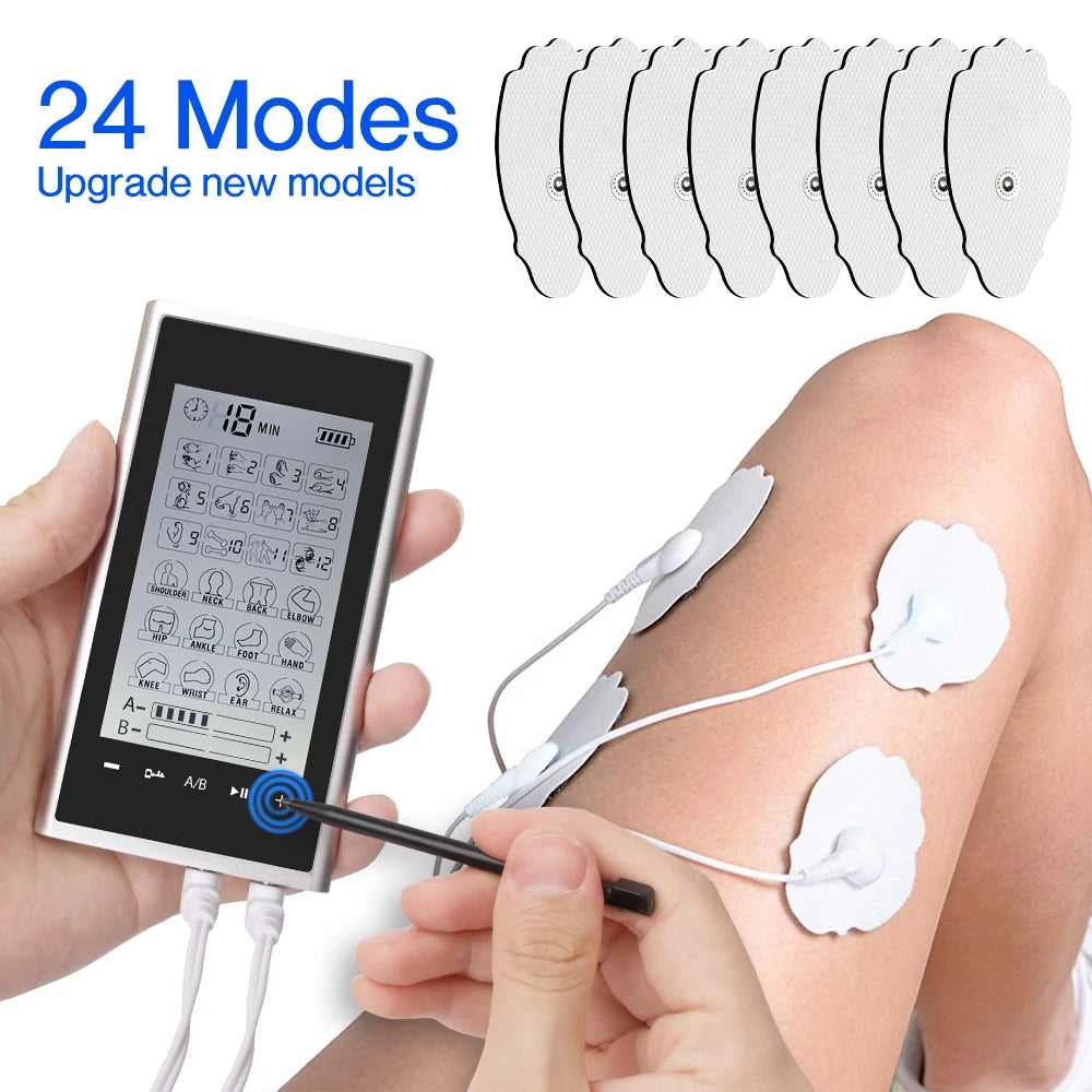 EMS Electric Muscle Stimulator Therapy 24 Modes 4 Output Channel Tens Unit Machine Physiotherapy Pulse Body Massager Dropship