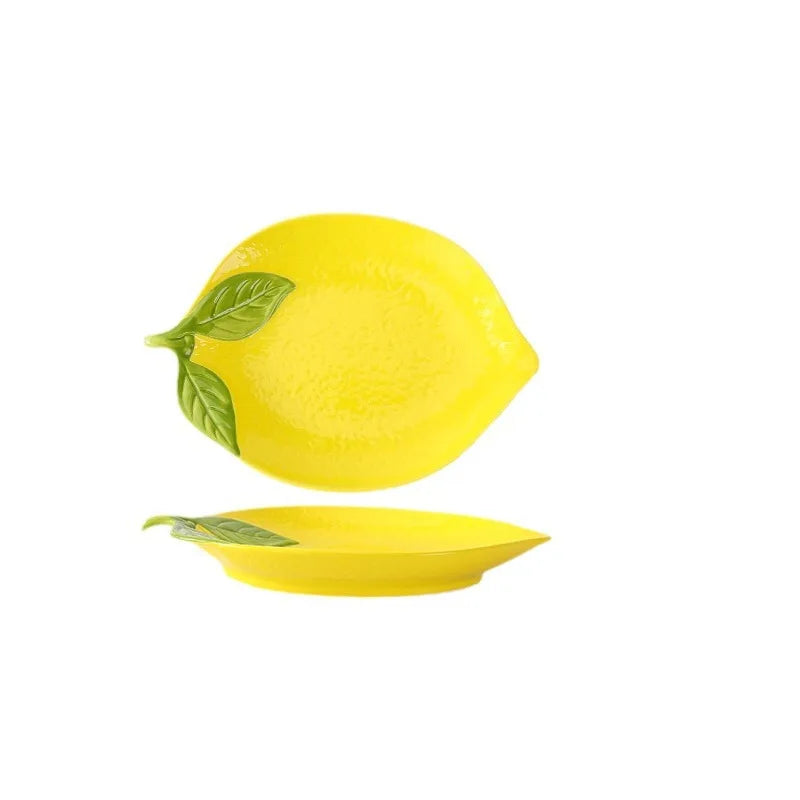 Creative Cartoon Lemon Shaped Ceramic Salad Bowl Soup Bowl Family Fruit Snack Plate Kitchen Utensils Accessories