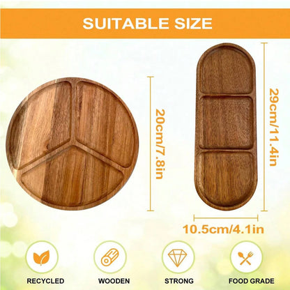 Leeseph Acacia Wood Serving Plate, Food Tray for Nut Candy Bowl Fruit Storage Bread Plate Snack Tray or Home Office Decor Tray