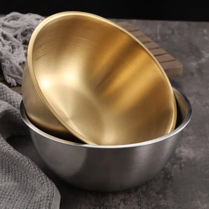 17-25cm Stainless Steel Gold And Silver Salad Bowl Rice Noodles Lamian Noodles Bowl Kitchen Tableware Food Container