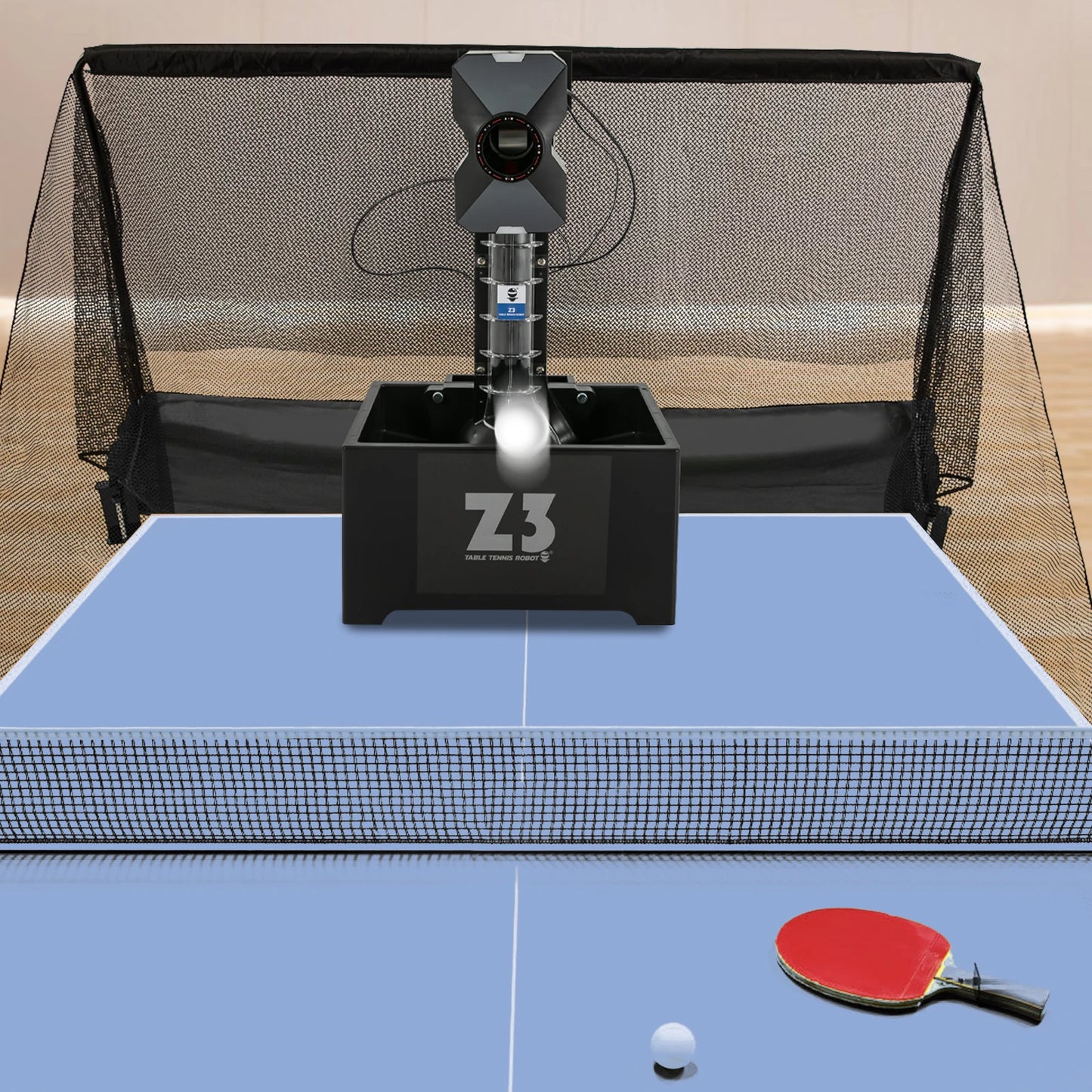 Ping Pong Ball Machine Serves with Net 4-40m/s Regulation Ping Pong Balls Automatic Table Tennis Machine for Training 35-90 Ball