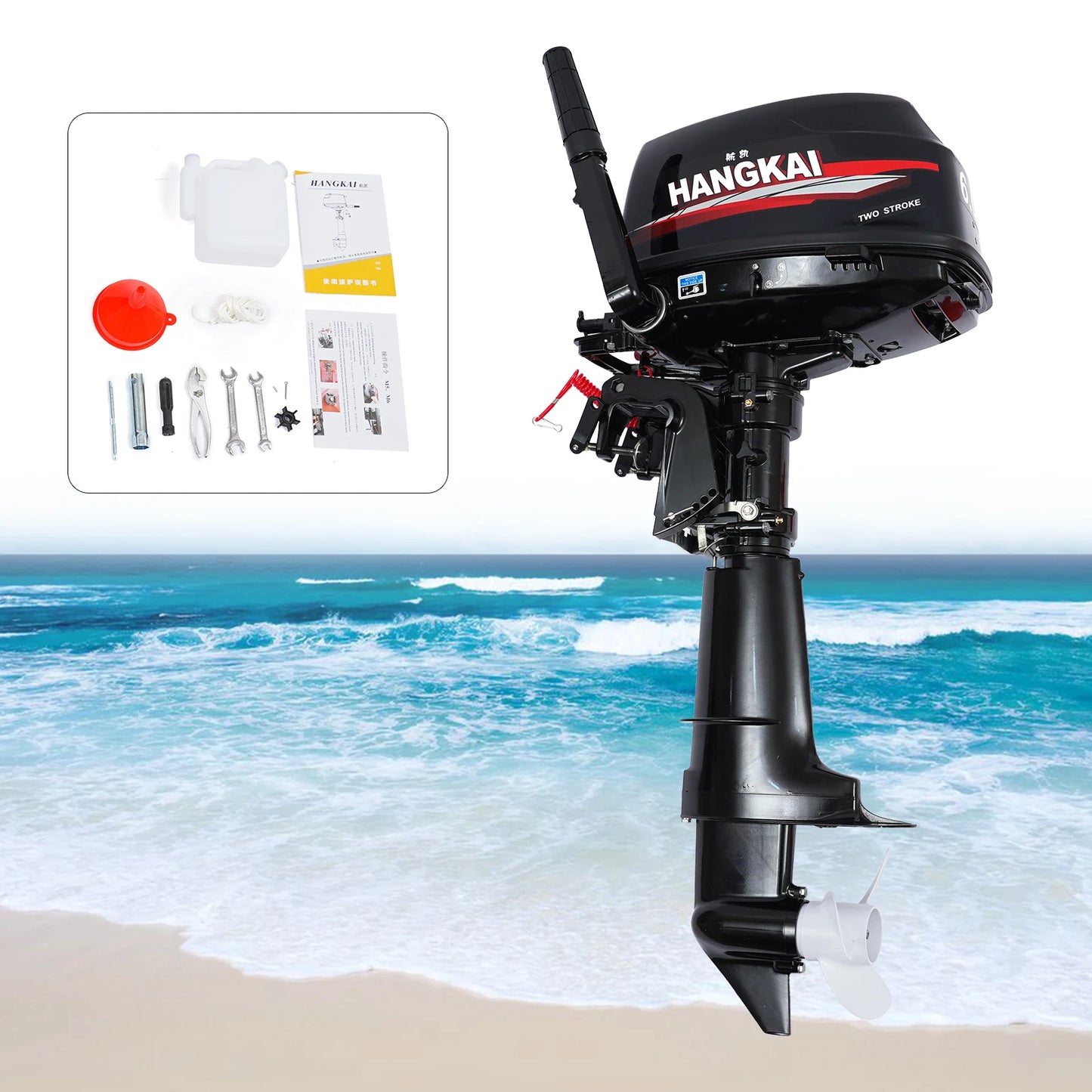 2 Stroke Motor Fishing Boat Engine Water Cooling CDI System Outboard Machine 6HP Short Shaft Petrol Engine