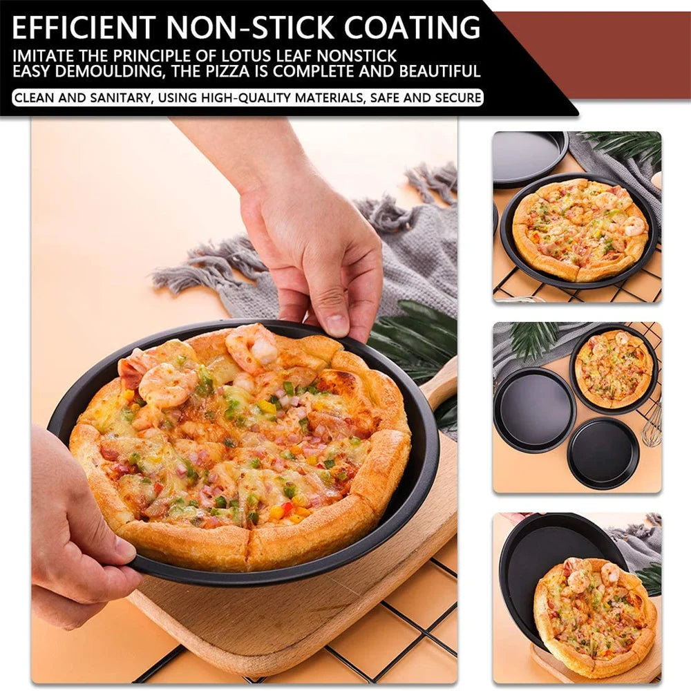 Carboon Steel Non-stick Pizza Pans Nonstick Cake Pan Round Pizza Tray Baking Mold Sheets Dough Pie Mould Bakeware Kitchen Tool