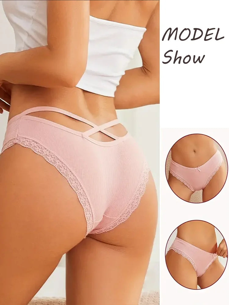 4PCS Women's Cotton Briefs Sexy Female Underpants Elasticity Comfortable Underwear Panties Lingerie S-XL Solid Color Intimate