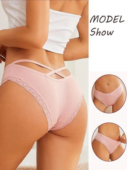 4PCS Women's Cotton Briefs Sexy Female Underpants Elasticity Comfortable Underwear Panties Lingerie S-XL Solid Color Intimate