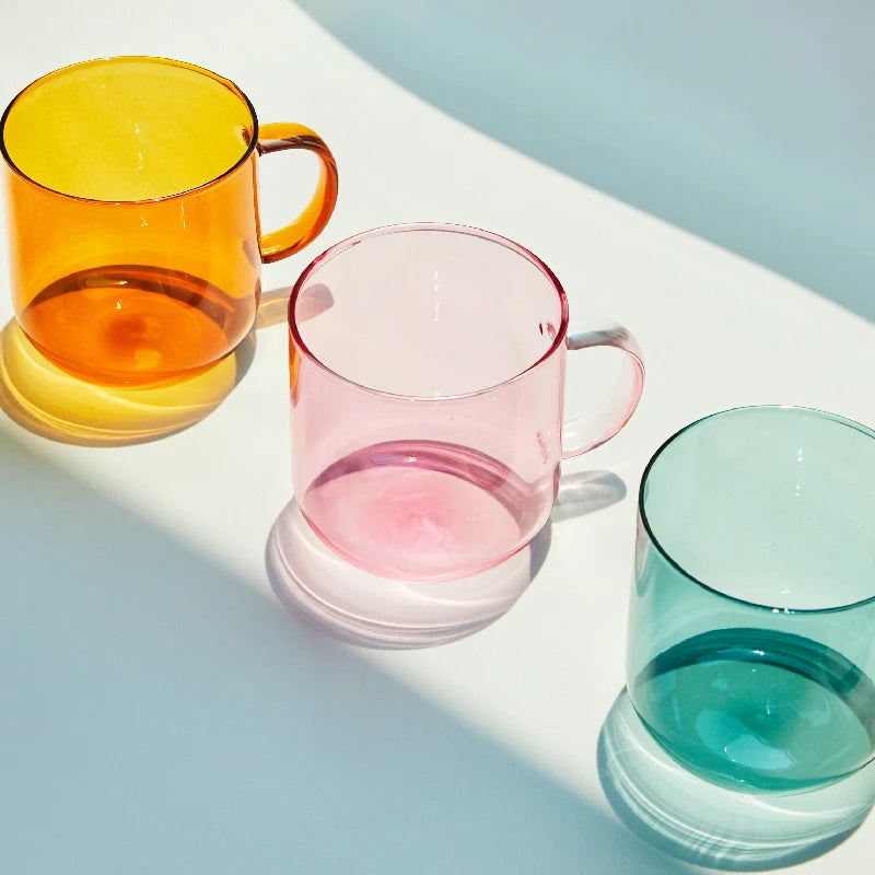 Heat Resistant Glass Colorful Coffee Glasses with Handle Household Milk Breakfast Cup Nordic Modern Mug Drinking Glasses