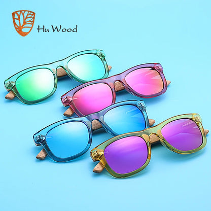 HU WOOD Brand Design Kids Children Sunglasses Multi-color Frame Wooden Sun Glasses For Child Boys Girls Sunglasses Baby GR1001