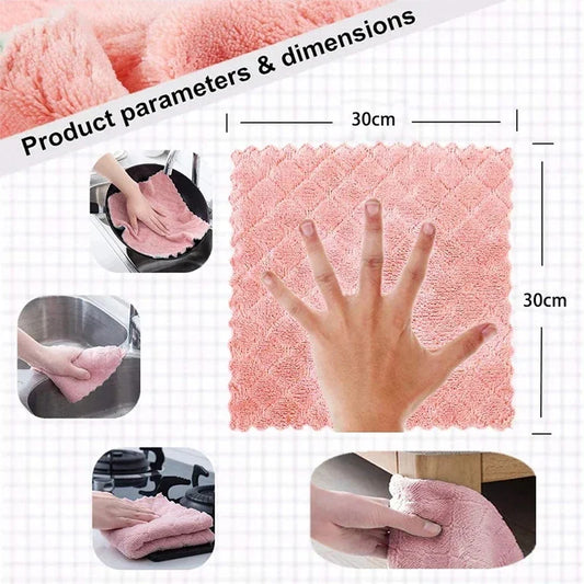 10/20pcs Dishwashing Cloth Kitchen Cleaning Wipes Household Multipurpose Absorbent Nonstick Oil Fiber Cleaning Cloth