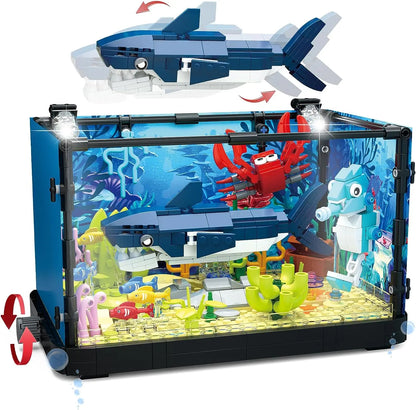 MOC Ocean Fish Tank Aquarium Building Block Set Turtle Fish Tank Brick Children's DIY Toys Home Decoration Birthday Gift