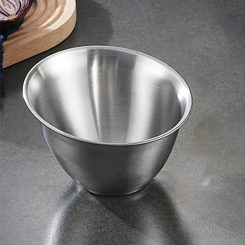 Stainless Steel Slant Mouth Bowl Thickened Fruit Salad Vegetable Bowl Hot Pot Restaurant Slant Mouth Multi-purpose Mixing Bowl