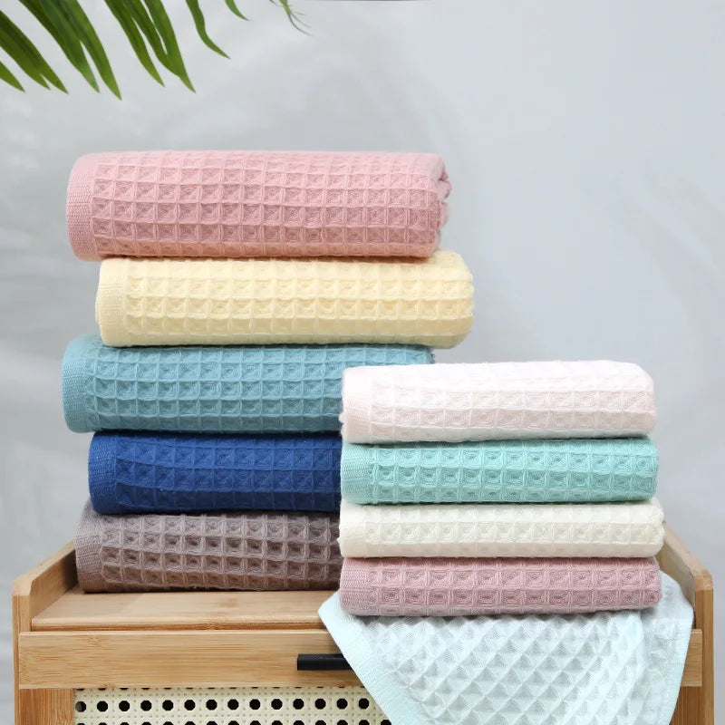 Bathroom Face Towel 100% Cotton Waffle Large Bath Towel Men Soft Child Hand Towel Hotel Women 35X80 34X34 70X140