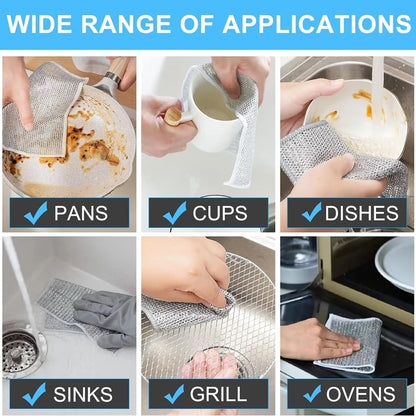 New Thickened Cleaning Cloth Kitchen Magic Dishwashing Towel Metal Steel Wire Cleaning Rag Microwave Stove Clean Tool Dish Cloth