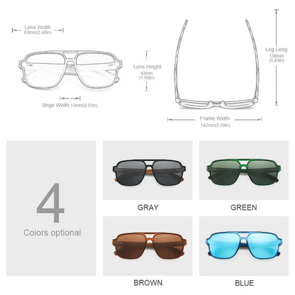 Oi Wood Sunglasses for Men Wood Sun Glasses Man Eyeglasses Polarizing Glasses UVA&B Protection Eyewear ECO-Friendly