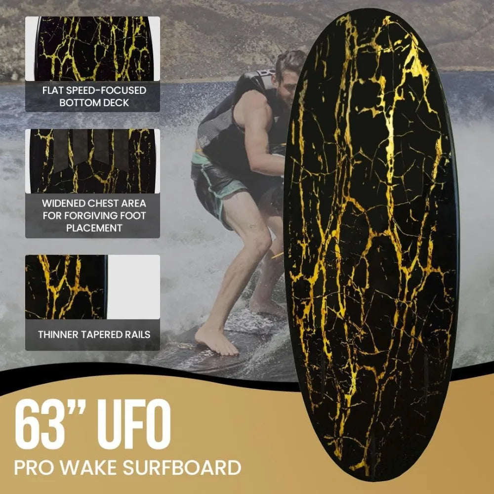 63” Wakesurf Board - Best Performance Wake Surfboards for Kids & Adults - Durable Compressed Fiberglassed Wake Surf Board