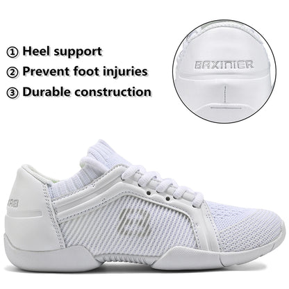 BAXINIER Girls White Competition Cheer Shoes Youth Cheerleading Dance Sneakers Women Athletic Breathable Training Tennis