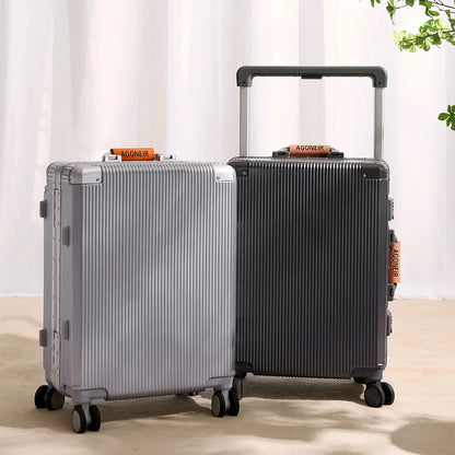 sushimu Suitcase Wide Handle Travel Suitcase Men 20 24 26 Carry-On Luggage Women PC Aluminum Frame Trolley Case