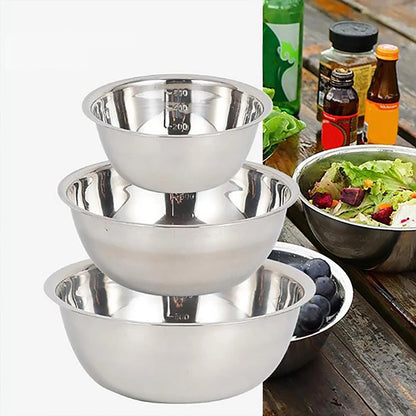 Scaled Mixing Bowl Stainless Steel Whisking Bowl For Knead Dough Salad Cooking Baking Container Kitchen Supplies 16Cm/20Cm/22Cm