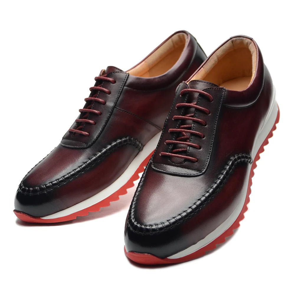 Luxury Brand Designer Men's Sneakers Original Genuine Leather Hand Painted Casual Business Social Shoes Male Outdoor Oxfords