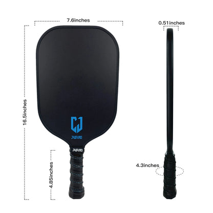 Juciao Pickleball Paddle Carbon Fiber & Fiberglass Hybrid Face Spin | Control PP Honeycomb Core Pickleball Paddle