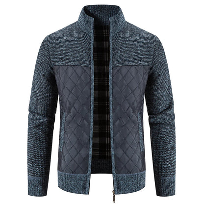 Men Sweater Jacket Fashion Winter Coat Fleece Hoodies High Quality Luxury Checkered Hooded Knit Cardigan Male Outer Wear