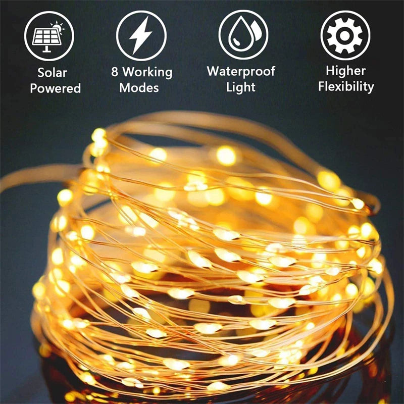 LED Solar String Light Outdoor Garden Fairy Lights Led Twinkle Waterproof Lamp for Christmas Party Decor 7m/12m/22m/32m/52m/102m