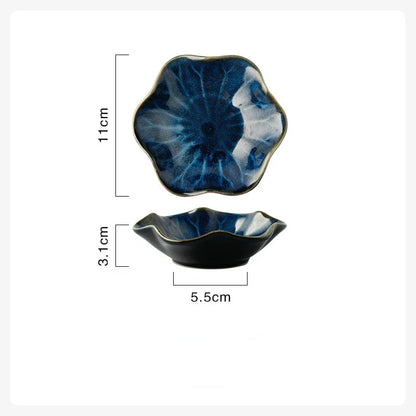 Japanese Ceramic Plate Retro Kiln Glaze Barbecue Mini Dipping Dish Sashimi Sushi Soy Sauce Dishes Home Desktop Snack Plates New