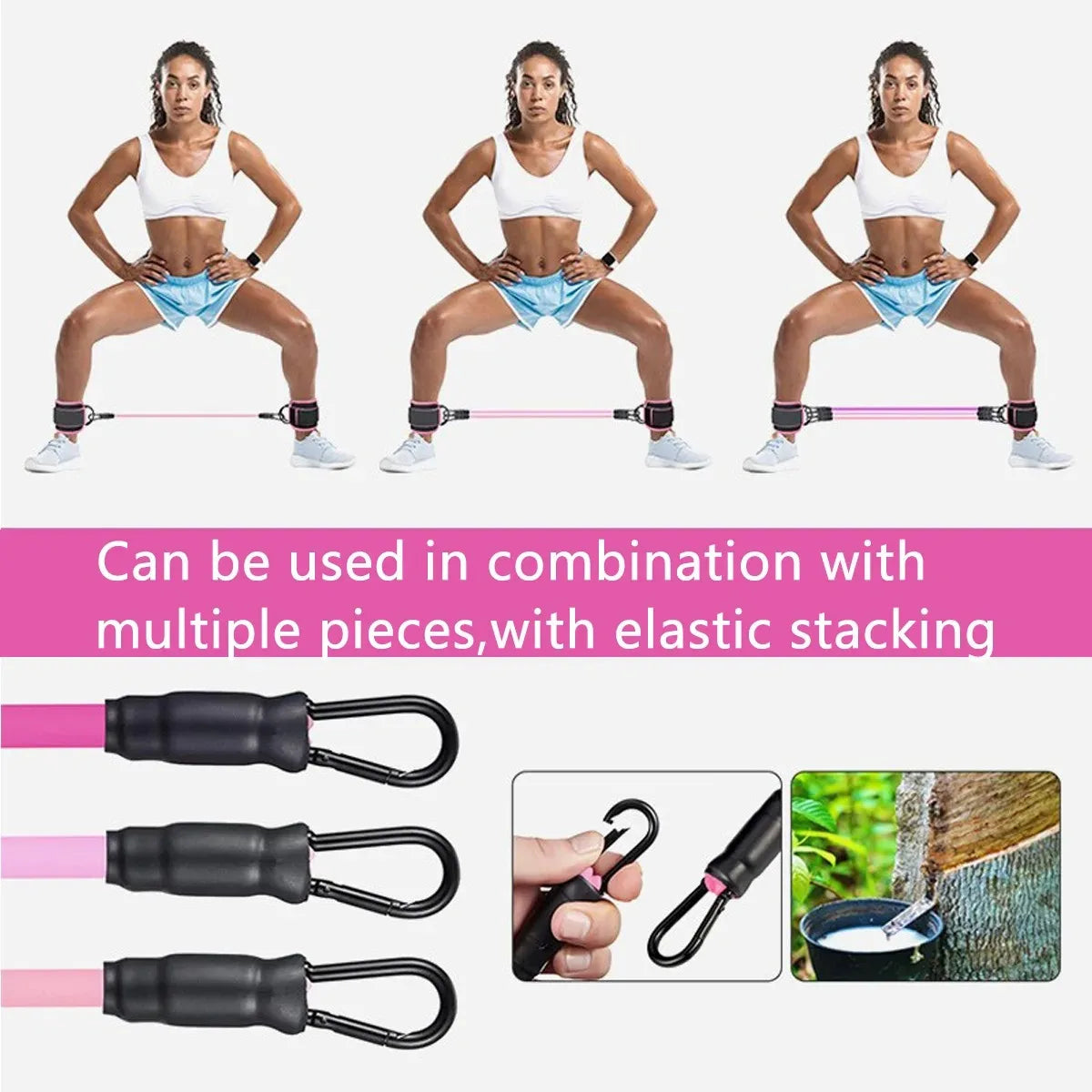 TPE Resistance Bands Ankle Straps Fitness Set D-Ring Support Ankle Cuffs Yoga Gym Equipment Guard Leg Strength Safety Extensions