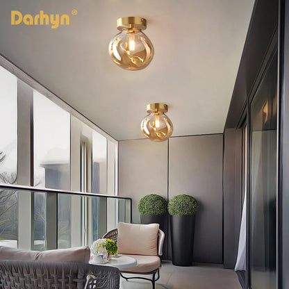 Modern Minimalist Glass Ceiling Light Nordic Texture LED Dinning Room Lamp Corridor Lustre Creative Living Room Lighting E27