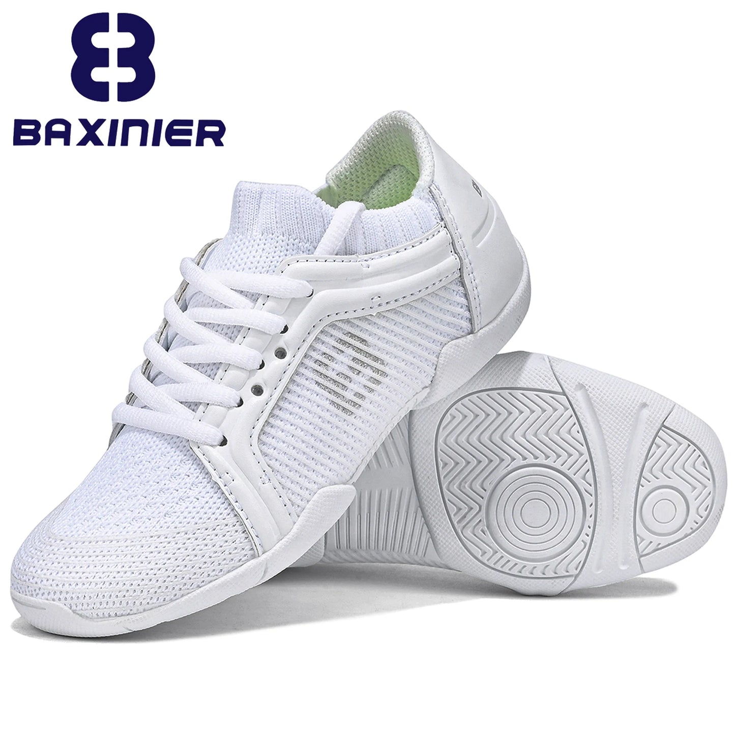 BAXINIER Girls White Competition Cheer Shoes Youth Cheerleading Dance Sneakers Women Athletic Breathable Training Tennis