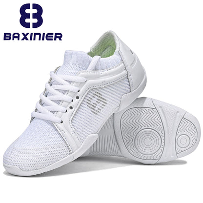 BAXINIER Girls White Competition Cheer Shoes Youth Cheerleading Dance Sneakers Women Athletic Breathable Training Tennis